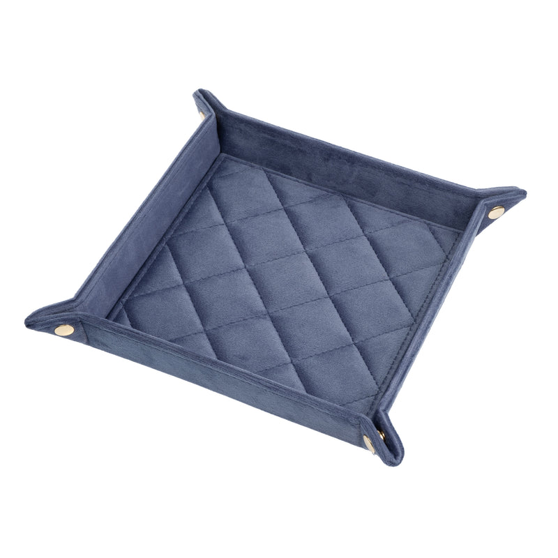 VELVET QUILTED JEWELLERY TRAY MEDIUM GRISALLE BLUE