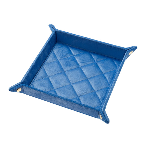 VELVET QUILTED JEWELLERY TRAY MEDIUM IBIZA BLUE