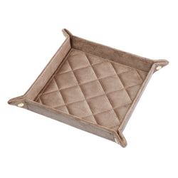 VELVET QUILTED JEWELLERY TRAY MEDIUM WARM TAUPE