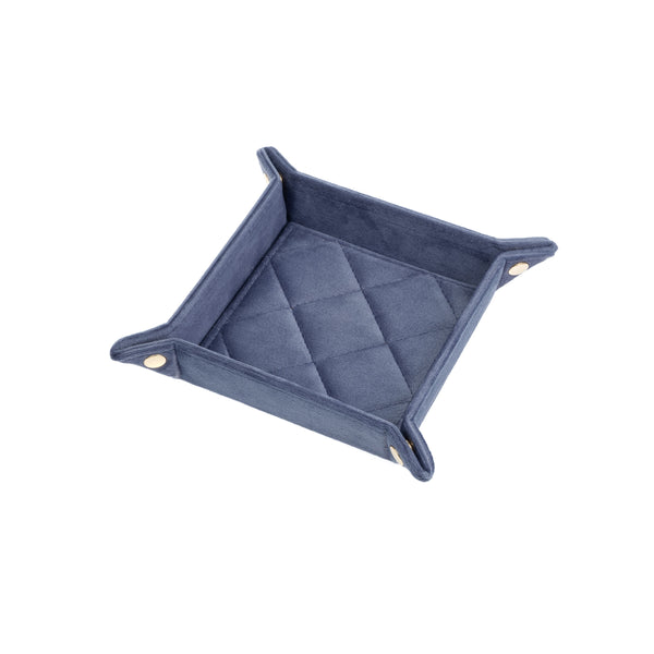 VELVET QUILTED JEWELLERY TRAY SMALL GRISALLE BLUE