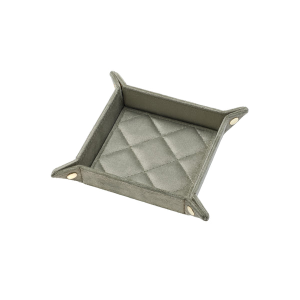 VELVET QUILTED JEWELLERY TRAY SMALL MILIEU GREEN