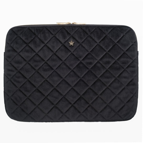 VELVET QUILTED MAC COVER BLACK
