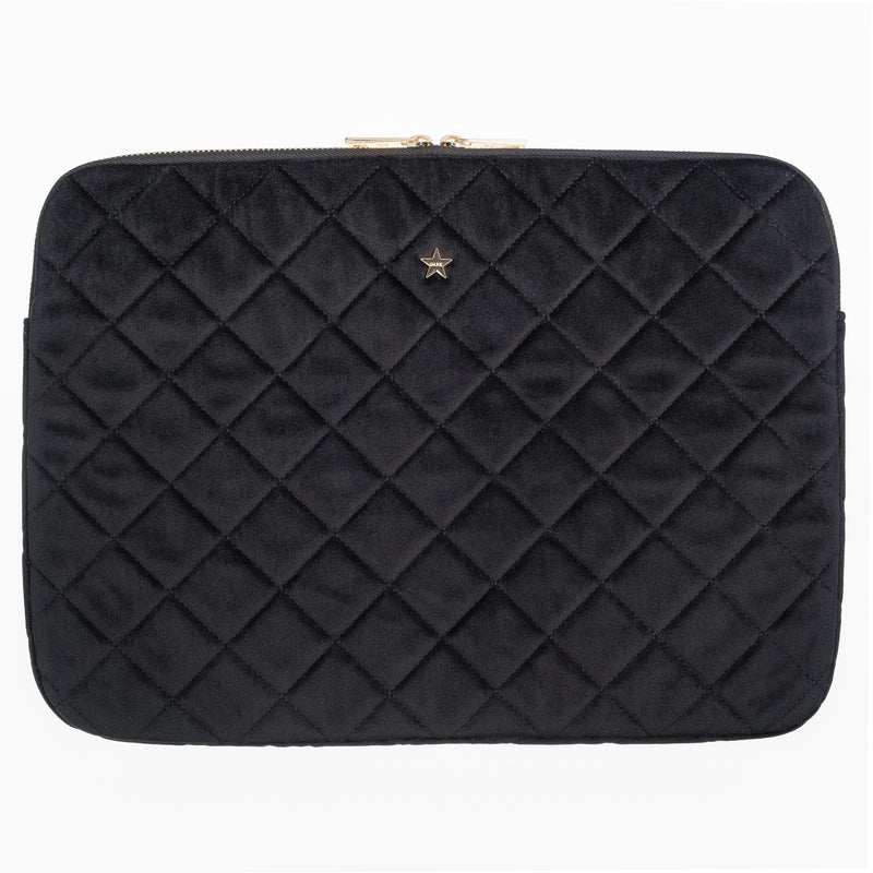 VELVET QUILTED MAC COVER BLACK