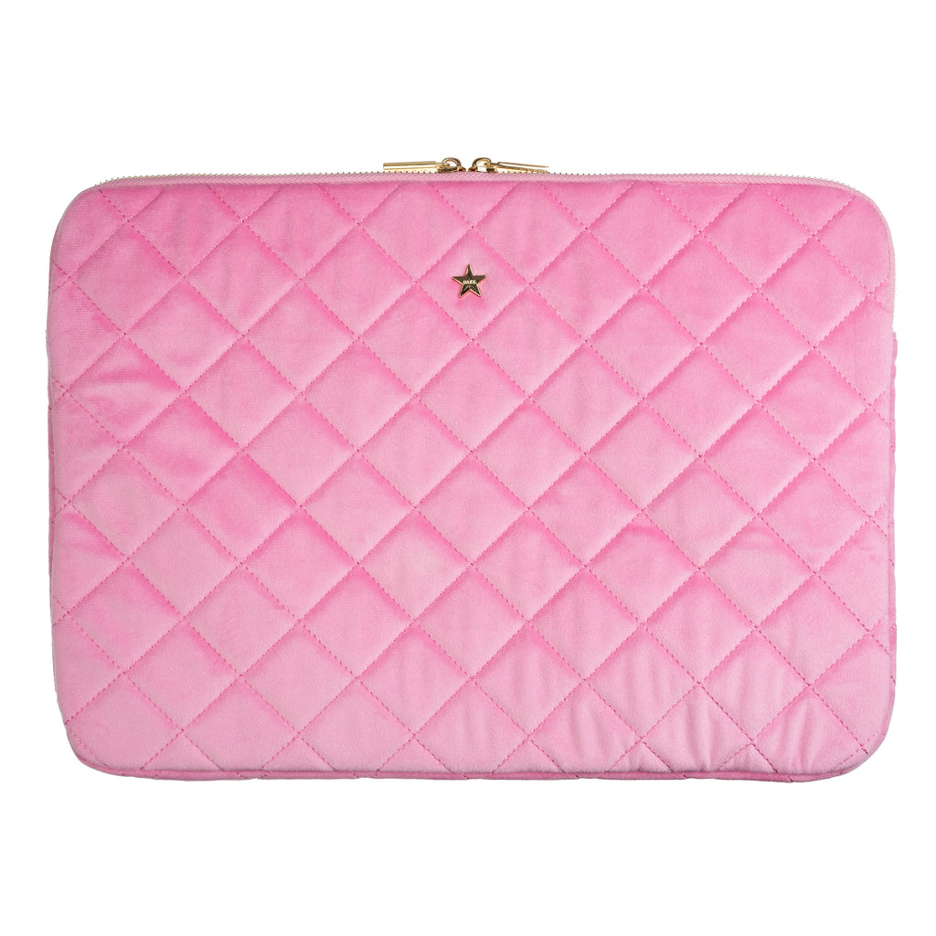 VELVET QUILTED PASSPORT COVER BUBBLEGUM PINK
