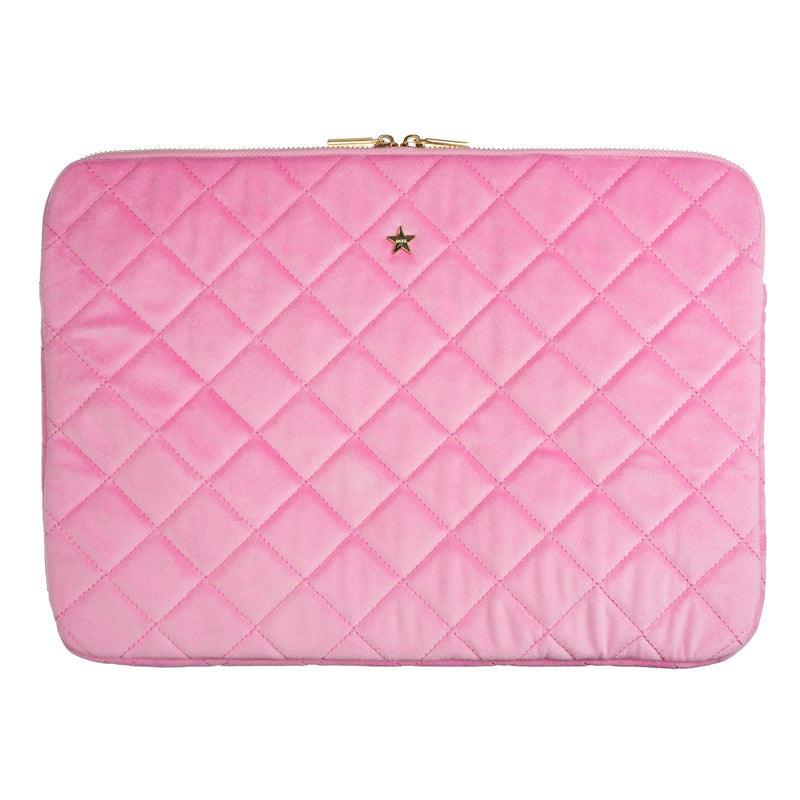 VELVET QUILTED MAC COVER BUBBLEGUM PINK