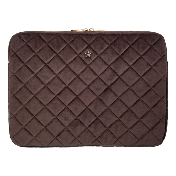 VELVET QUILTED MAC COVER CHOCOLATE BROWN