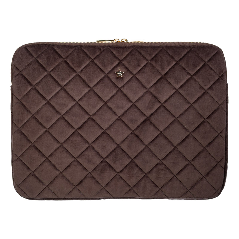 VELVET QUILTED MAC COVER CHOCOLATE BROWN