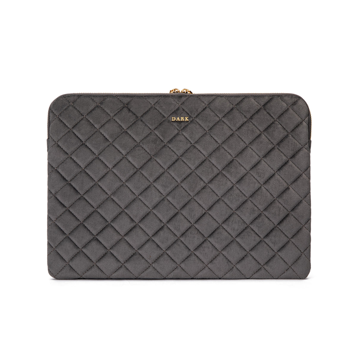 VELVET QUILTED MAC COVER DARK GREY
