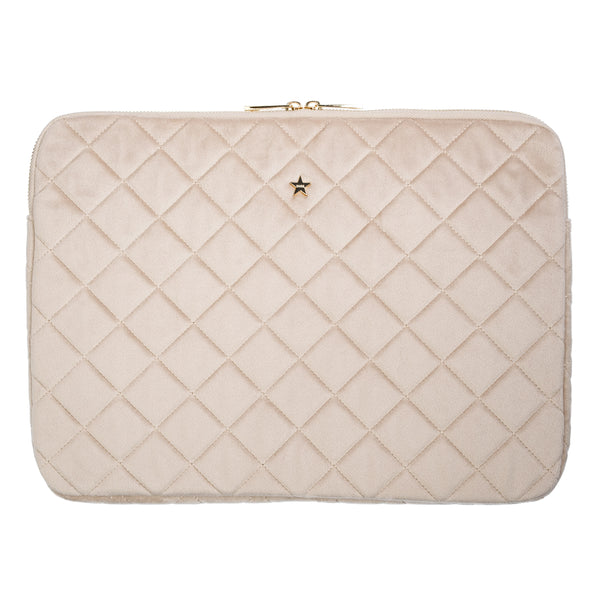 VELVET QUILTED MAC COVER DARK SAND