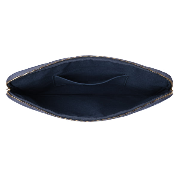 VELVET QUILTED MAC COVER GRISALLE BLUE
