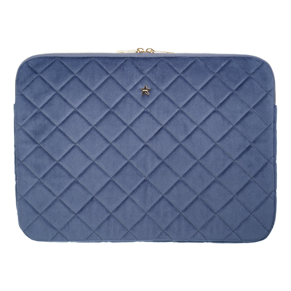 VELVET QUILTED MAC COVER GRISALLE BLUE