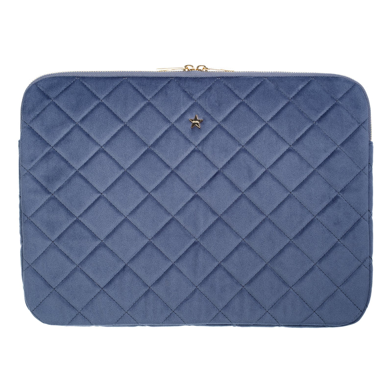 VELVET QUILTED MAC COVER GRISALLE BLUE