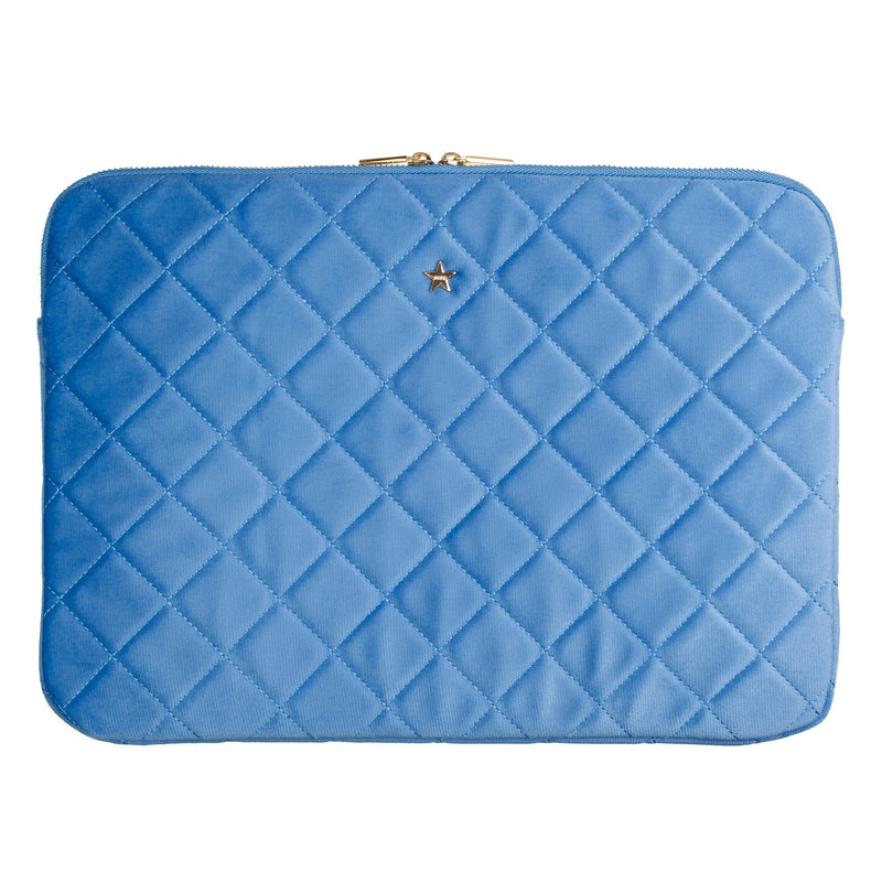 VELVET QUILTED MAC COVER IBIZA BLUE