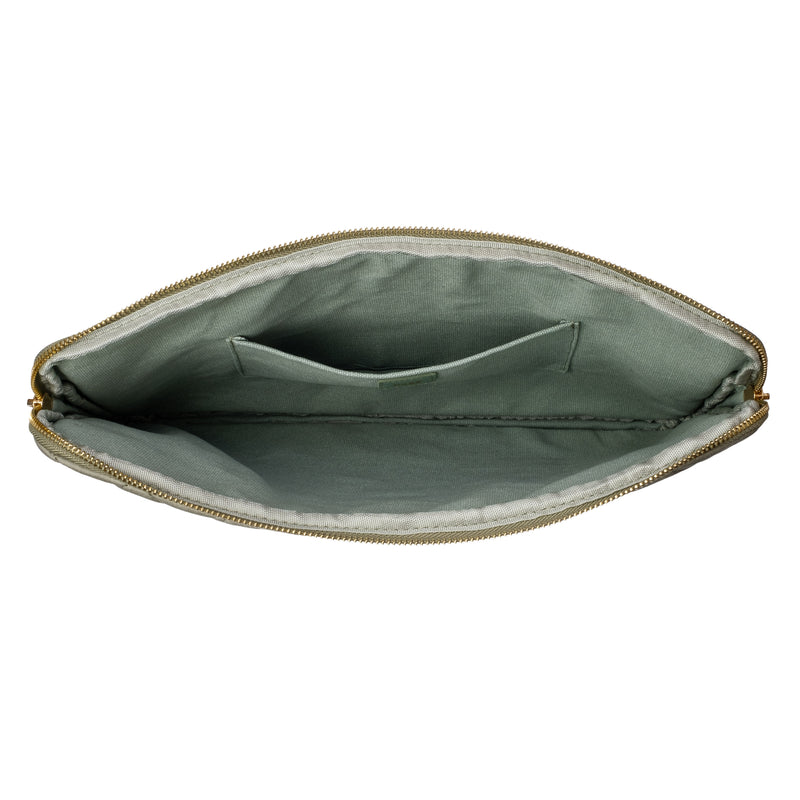 VELVET QUILTED MAC COVER MILIEU GREEN