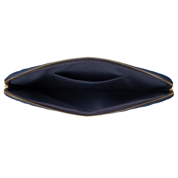 VELVET QUILTED MAC COVER NAVY BLUE