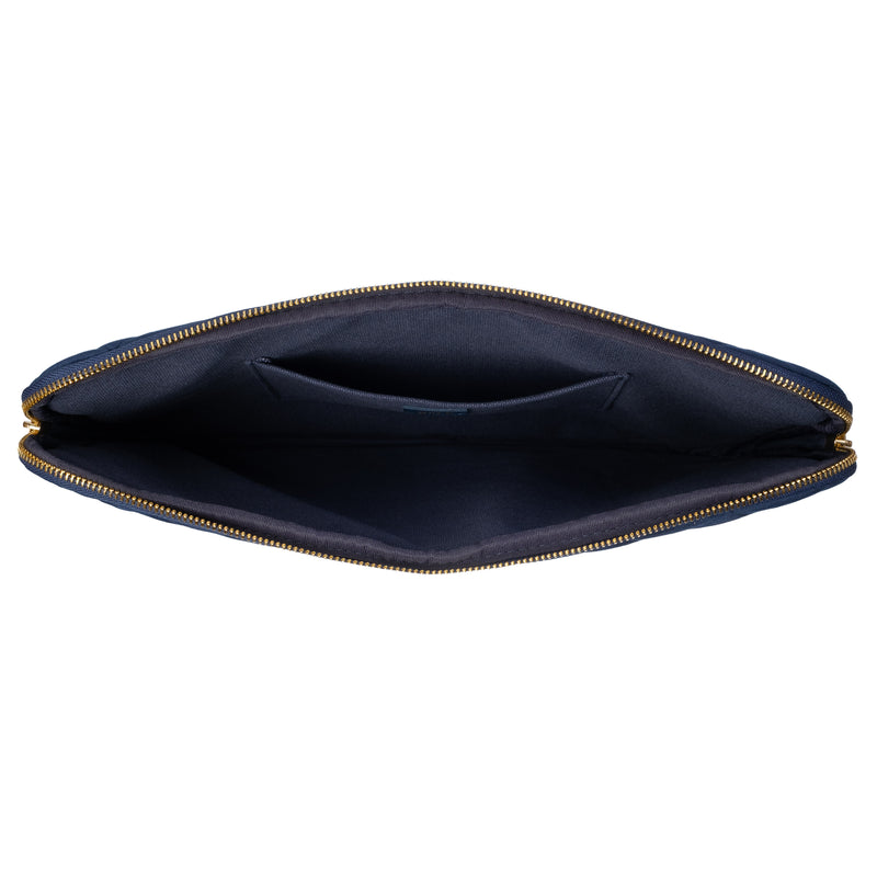 VELVET QUILTED MAC COVER NAVY BLUE