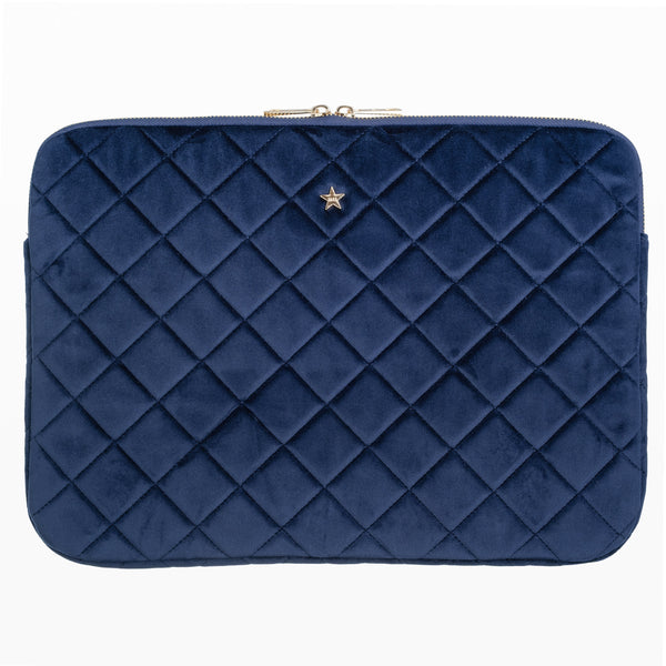 VELVET QUILTED MAC COVER NAVY BLUE