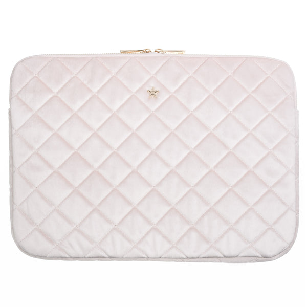 VELVET QUILTED MAC COVER SPARKLED PALE ROSE