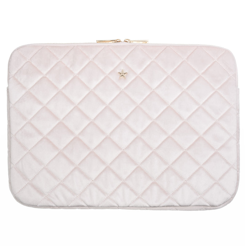VELVET QUILTED MAC COVER SPARKLED PALE ROSE