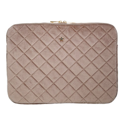 VELVET QUILTED MAC COVER WARM TAUPE