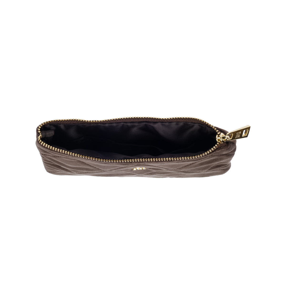 VELVET QUILTED MIDI POUCH CHOCOLATE BROWN