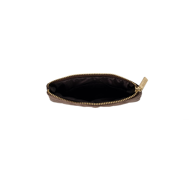 VELVET QUILTED SMALL POUCH CHOCOLATE BROWN VELVET QUILTED SMALL POUCH CHOCOLATE BROWN