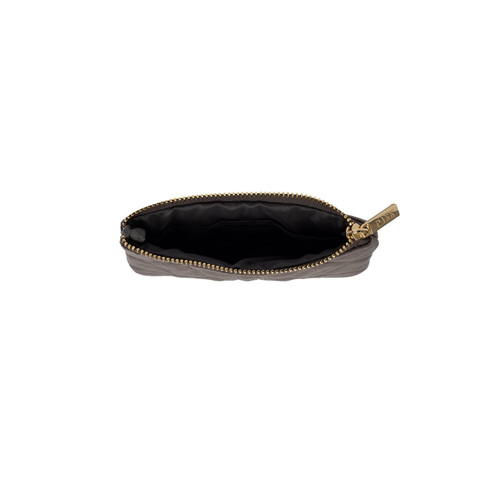 VELVET QUILTED SMALL POUCH DARK GREY VELVET QUILTED SMALL POUCH DARK GREY
