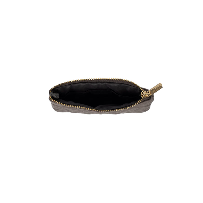 VELVET QUILTED SMALL POUCH DARK GREY VELVET QUILTED SMALL POUCH DARK GREY