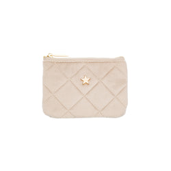 VELVET QUILTED MINI POUCH DARK SAND