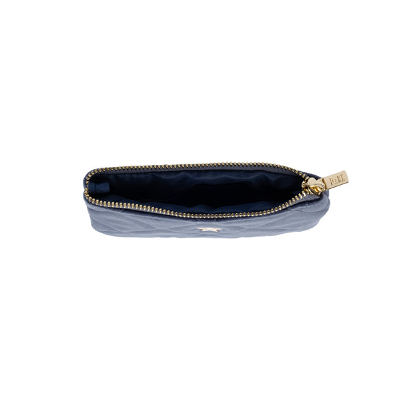 VELVET QUILTED MINI POUCH GRISALLE BLUE