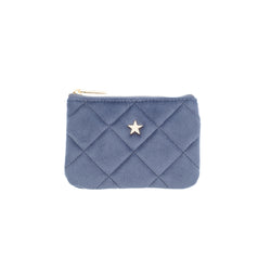 VELVET QUILTED MINI POUCH GRISALLE BLUE