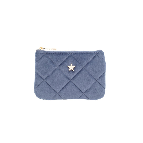 VELVET QUILTED MINI POUCH GRISALLE BLUE