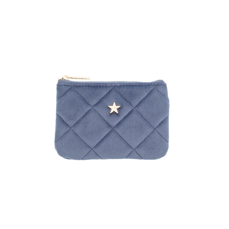 VELVET QUILTED MINI POUCH GRISALLE BLUE