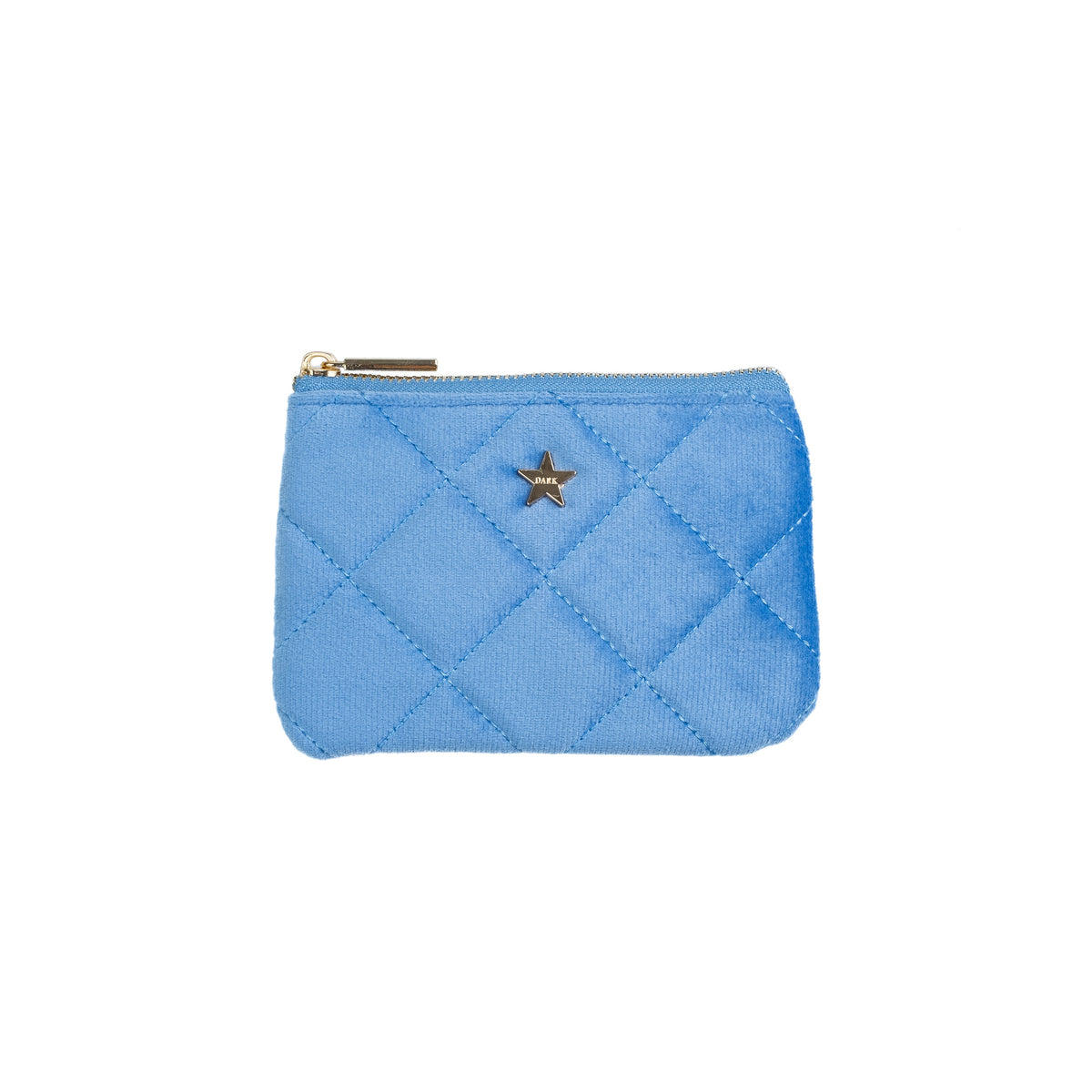 VELVET QUILTED MINI POUCH IBIZA BLUE