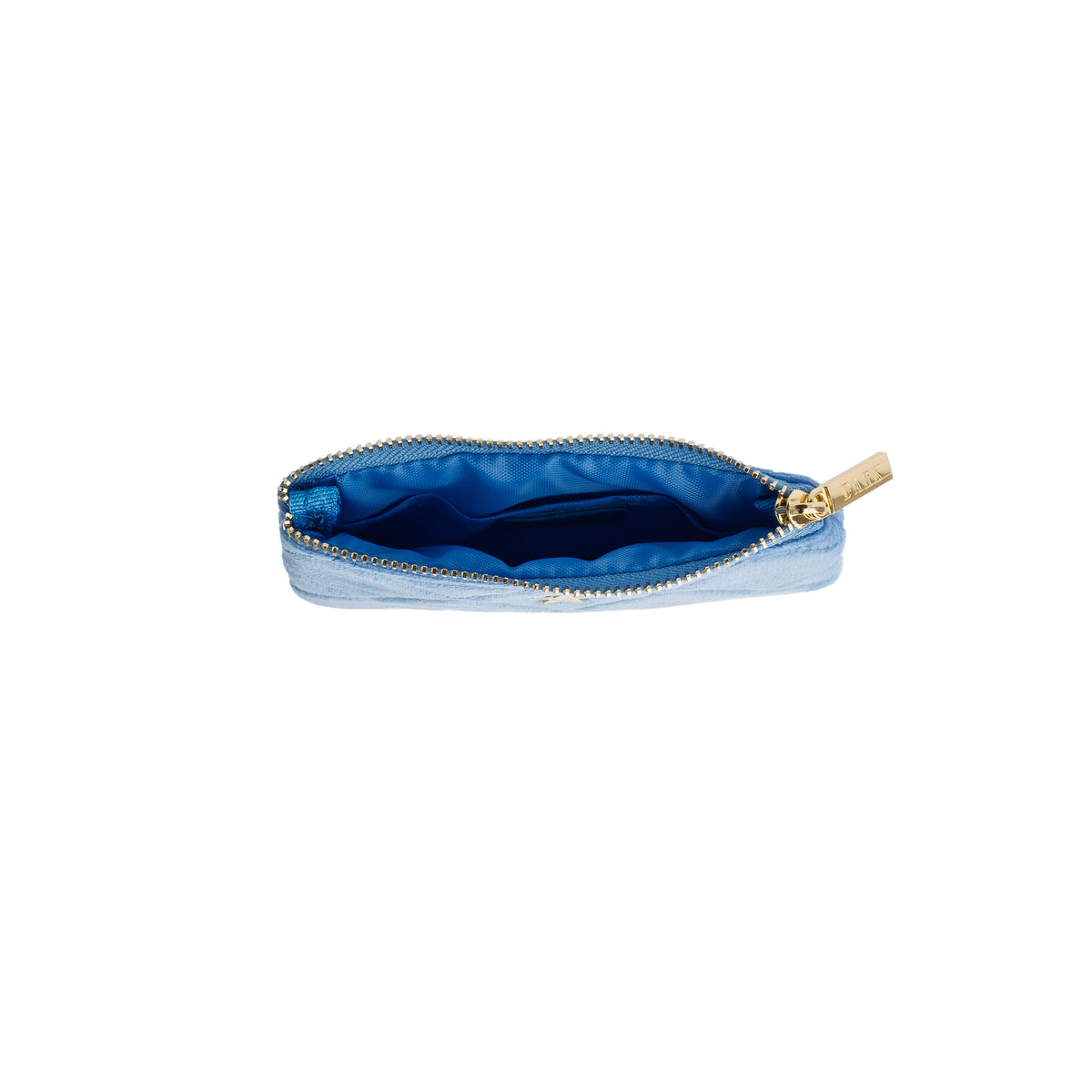 VELVET QUILTED MINI POUCH IBIZA BLUE