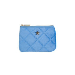 VELVET QUILTED MINI POUCH IBIZA BLUE