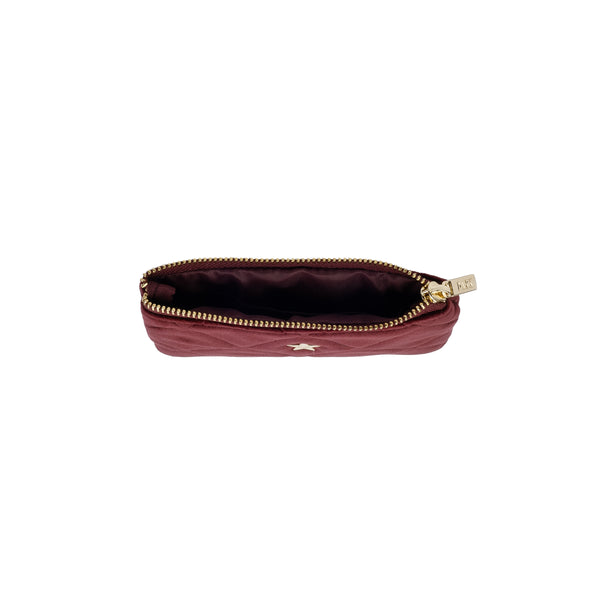 VELVET QUILTED MINI POUCH MAROON