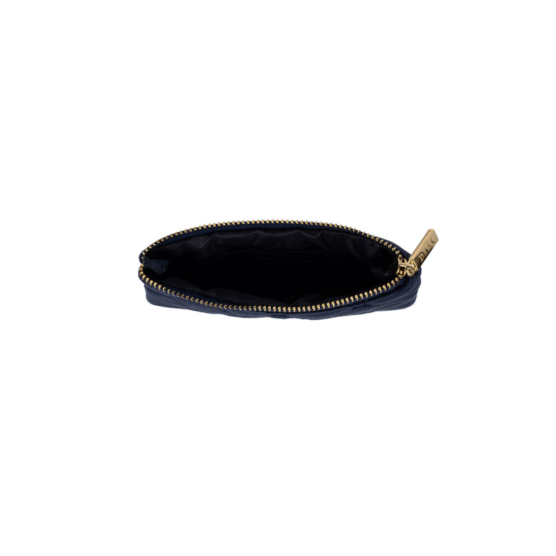 VELVET QUILTED MINI POUCH NAVY BLUE