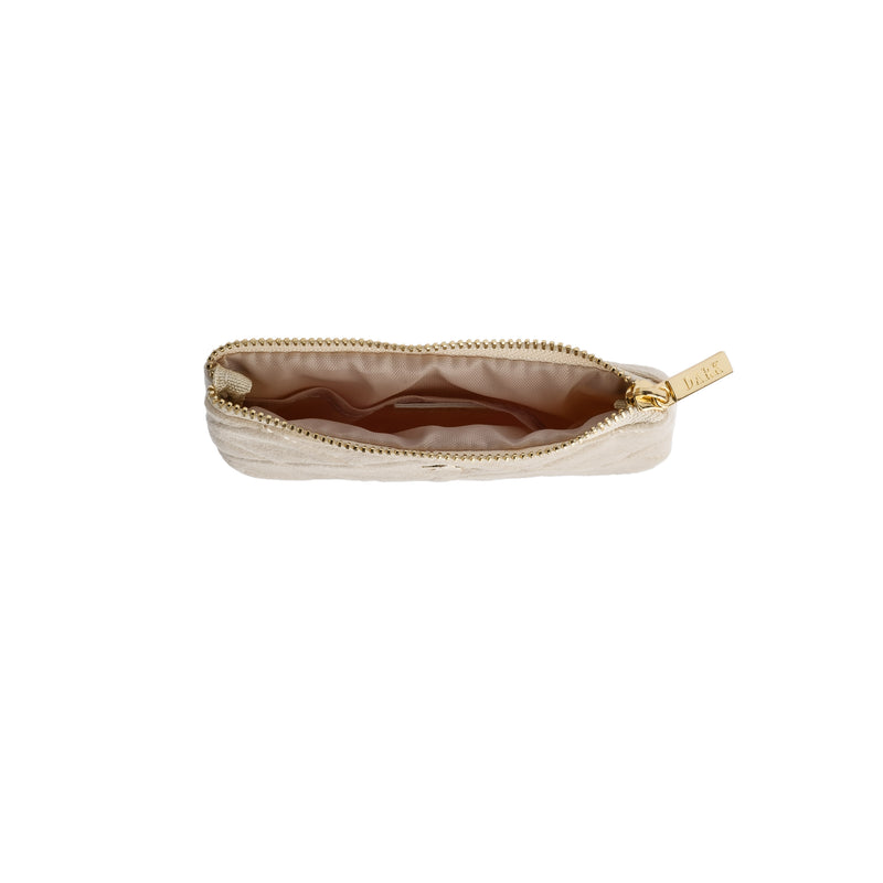 VELVET QUILTED MINI POUCH SAND