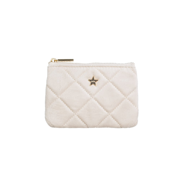 VELVET QUILTED MINI POUCH SAND