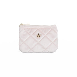 VELVET QUILTED MINI POUCH SPARKLED PALE ROSE