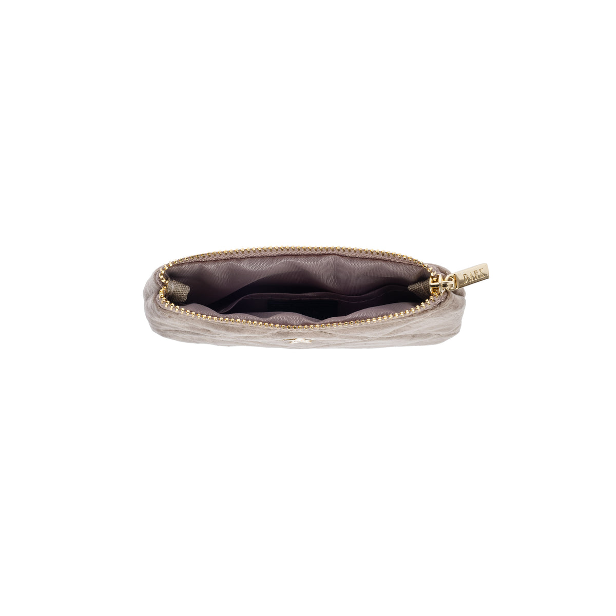 VELVET QUILTED MINI POUCH WARM TAUPE