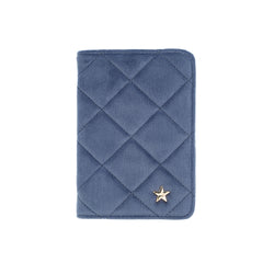 VELVET QUILTED PASSPORT COVER GRISALLE BLUE