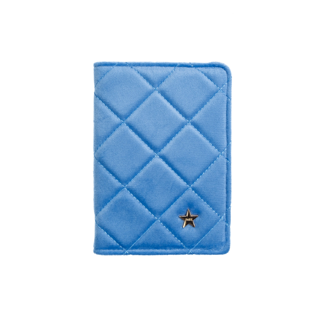 VELVET QUILTED PASSPORT COVER IBIZA BLUE