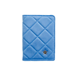 VELVET QUILTED PASSPORT COVER IBIZA BLUE