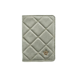 VELVET QUILTED PASSPORT COVER MILIEU GREEN
