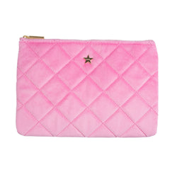 VELVET QUILTED SMALL POUCH BUBBLEGUM PINK