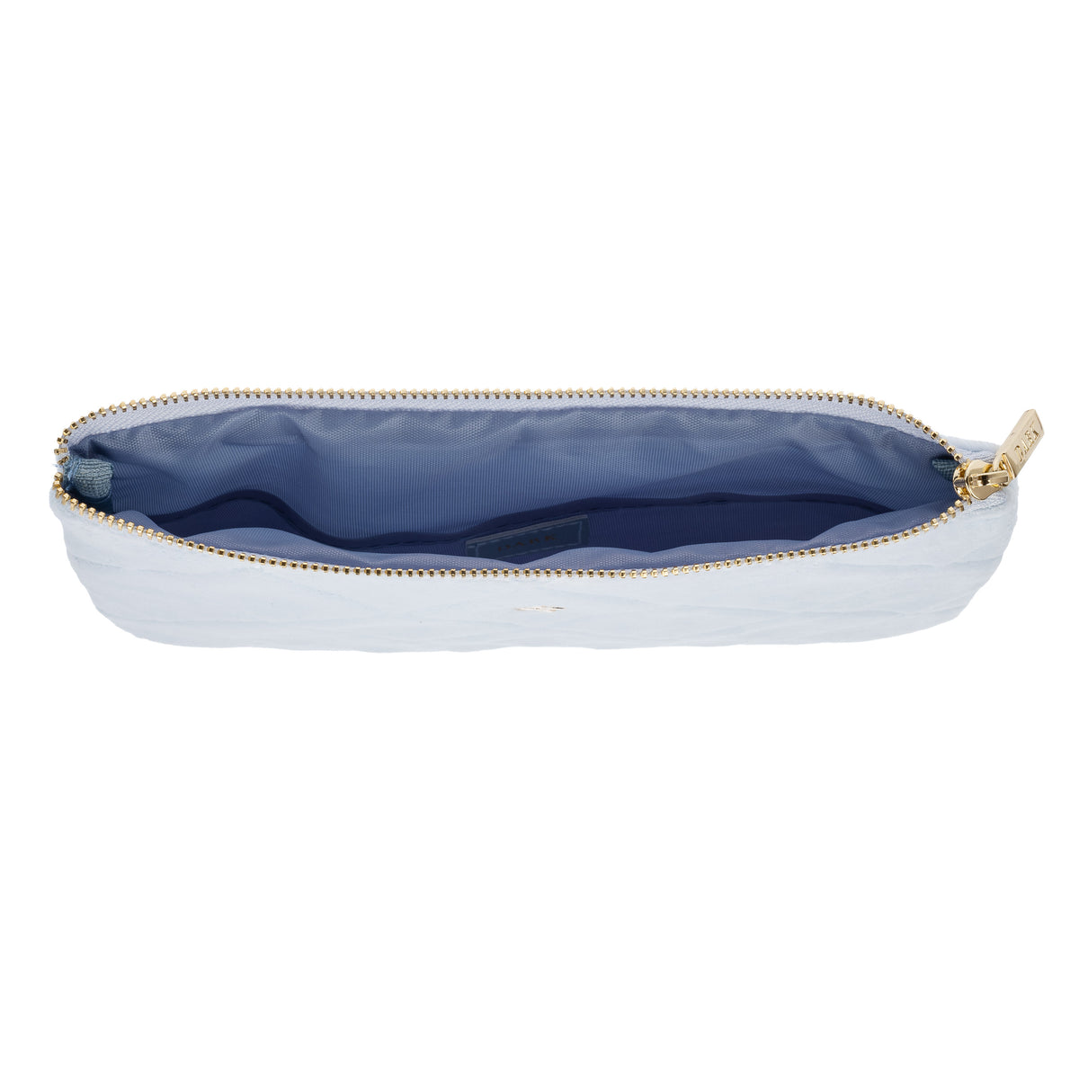 VELVET QUILTED SMALL POUCH COOL BABY BLUE
