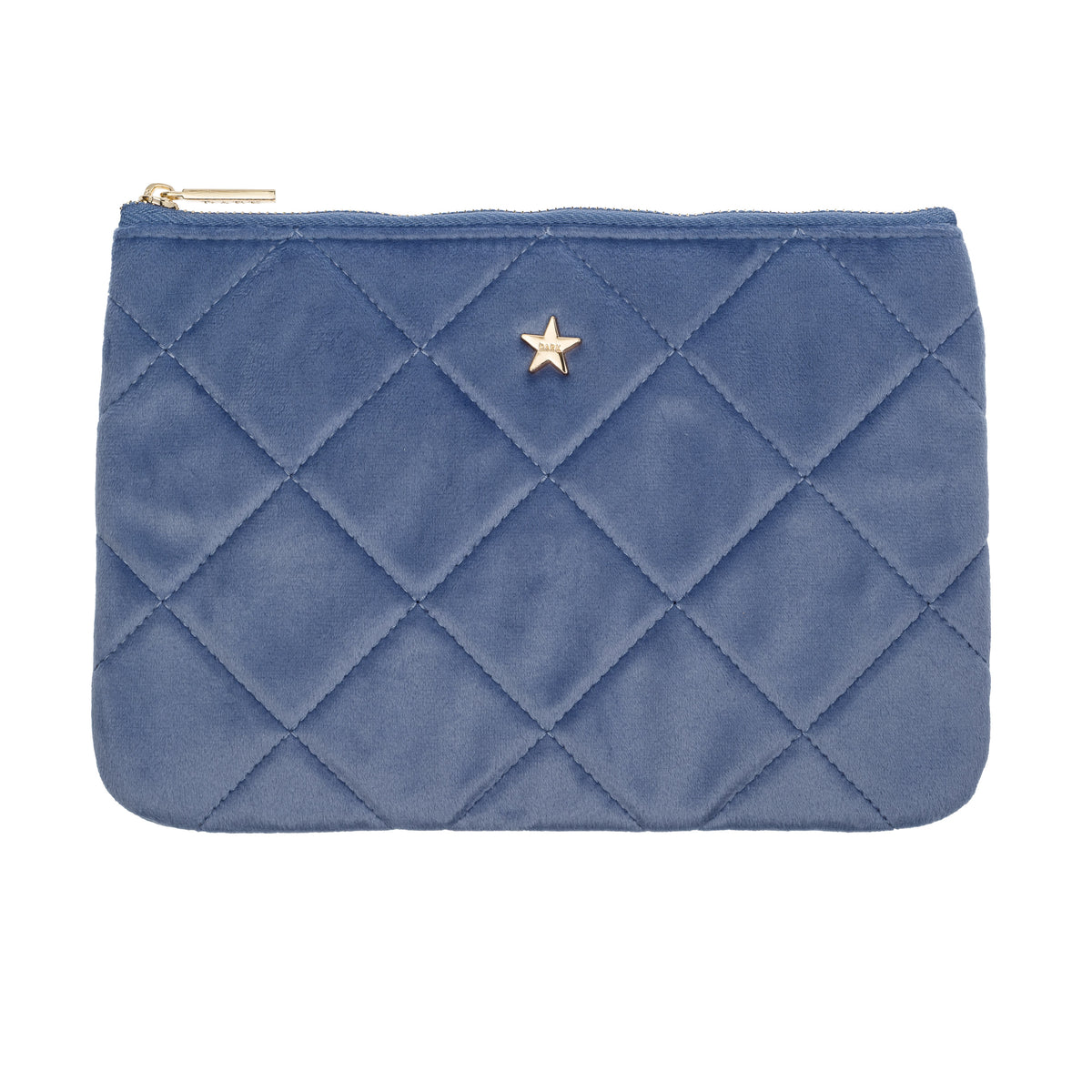 VELVET QUILTED SMALL POUCH COUNTRY BLUE