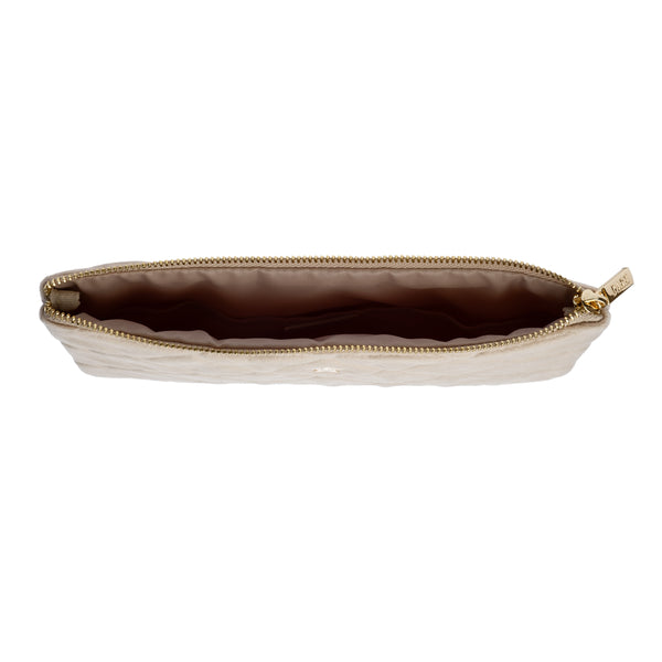 VELVET QUILTED SMALL POUCH DARK SAND